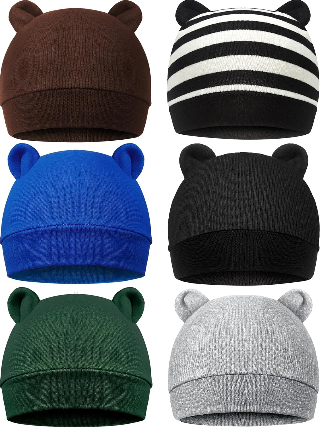 Geyoga 6 Pieces Newborn Baby Hat Bear Ears Infant Caps Baby Boy Girl Toddler Hats Infant Beanie Caps for 0-3 Months