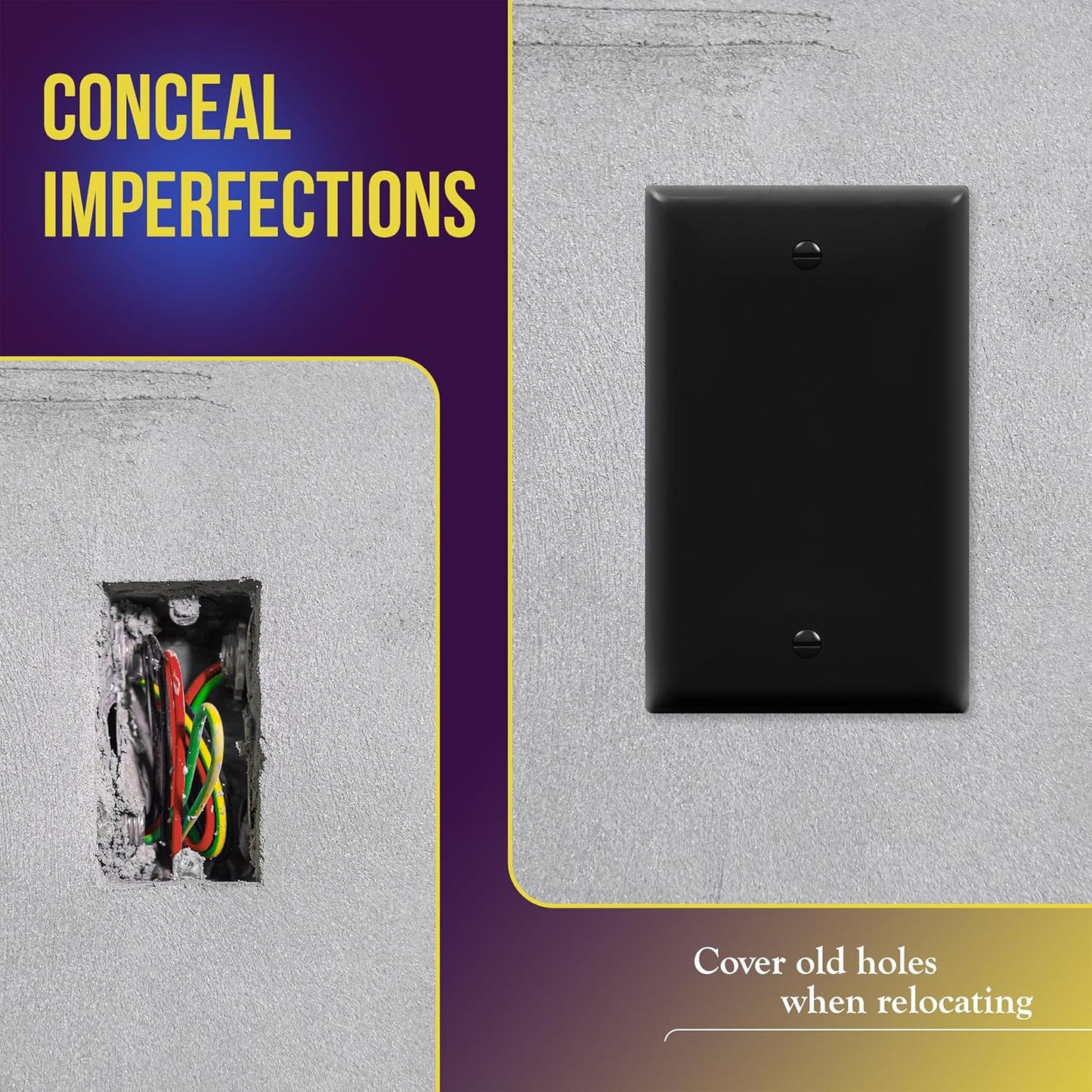 ENERLITES Blank Device Wall Plate, Gloss Finish, Standard Size 1-Gang 4.50" x 2.76", Polycarbonate Thermoplastic, 8801-BK, Black