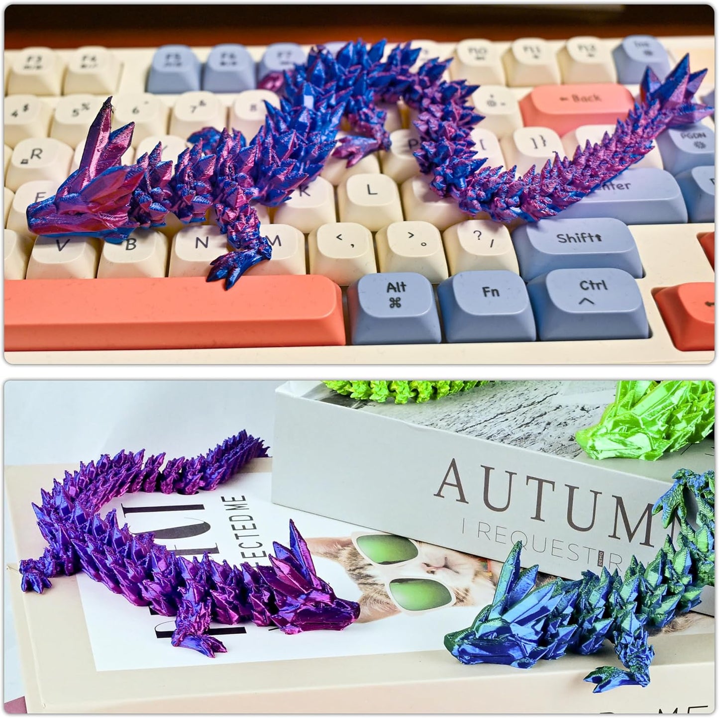 3D Printed Dragon Eggs with Drgon Inside,Articulated Crystal Dragon Toys for Kids Home Decor, Executive Dragon Fidget Desk Toys (Lser Purple)