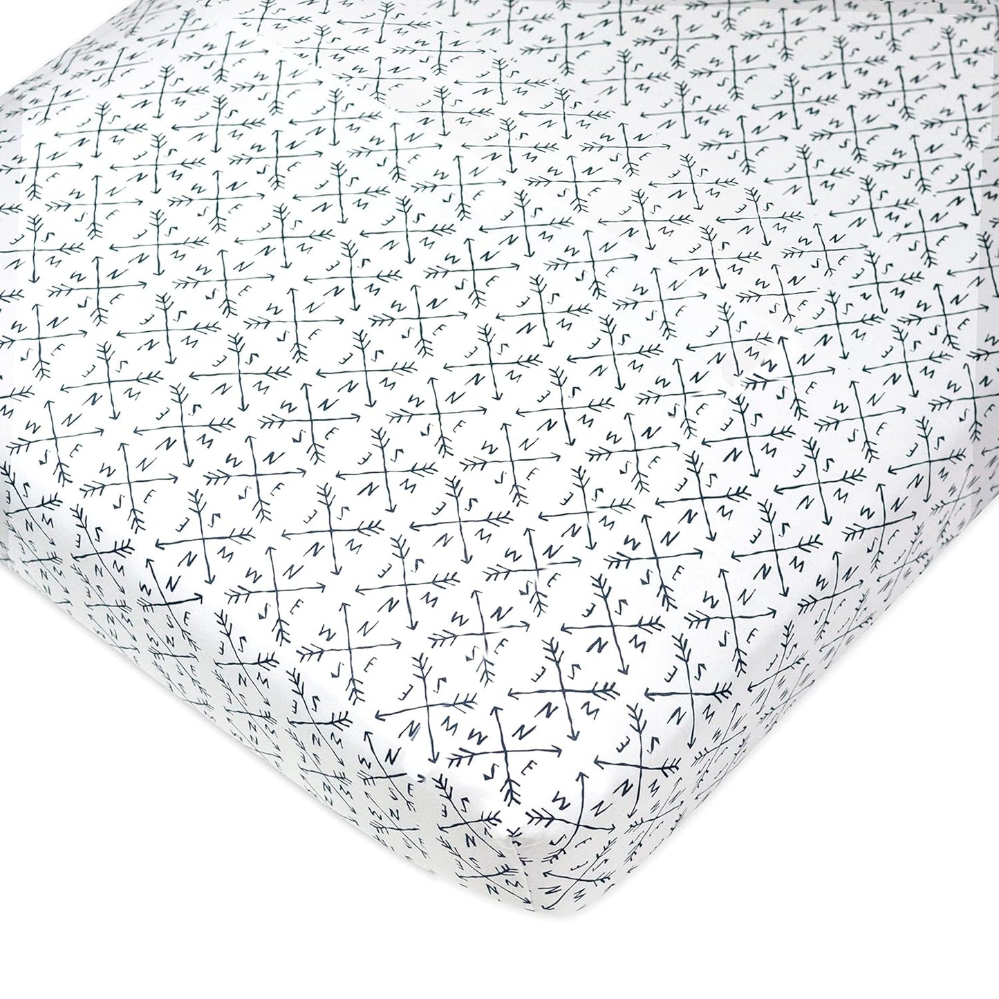 HonestBaby unisex baby Organic Cotton Changing Pad Covers (Set of Two) Winter Accessory Set, Compass/Navy, One Size US