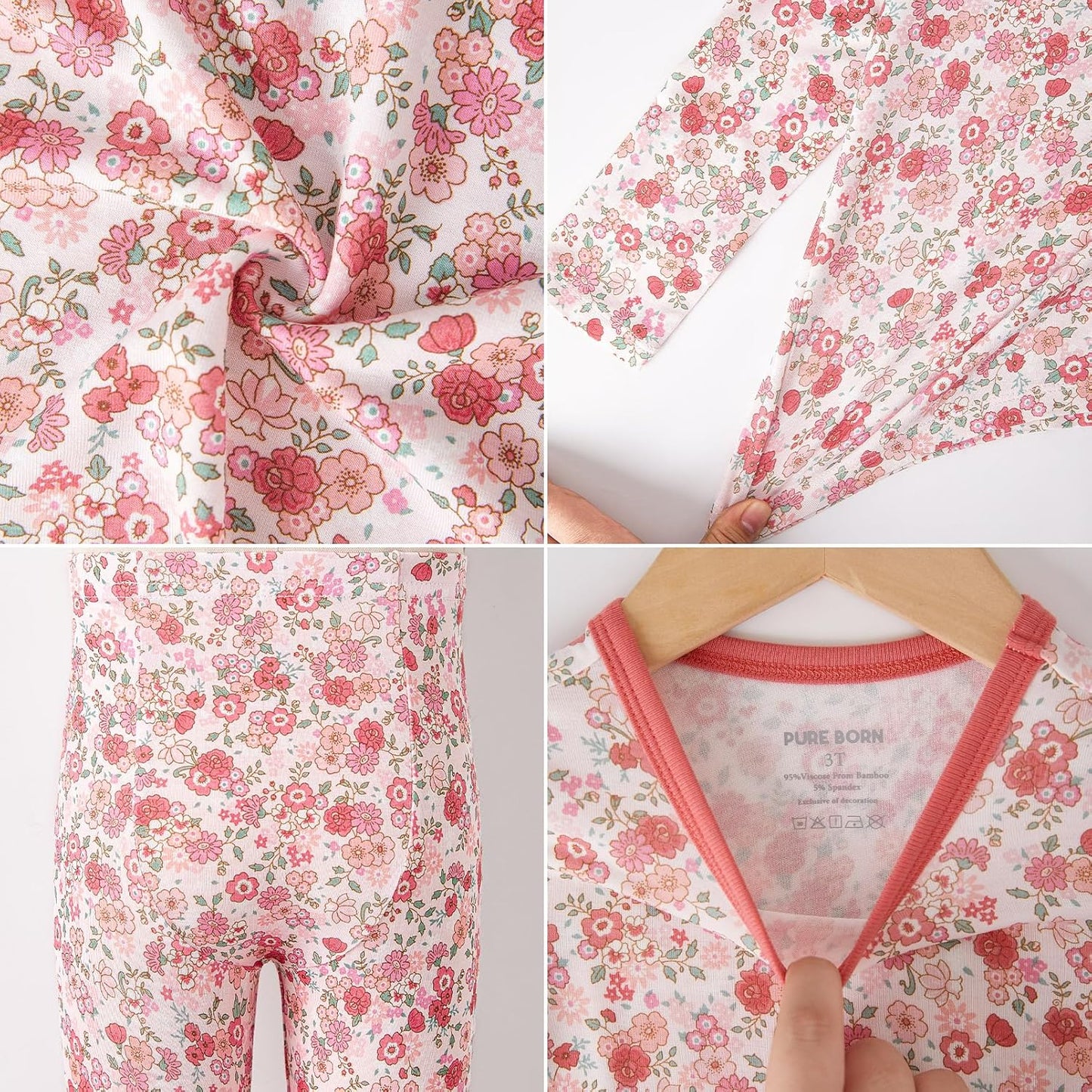 pureborn Baby Toddler Kids Viscose from Bamboo Pajamas Set Pjs 2pcs 18M-8Y