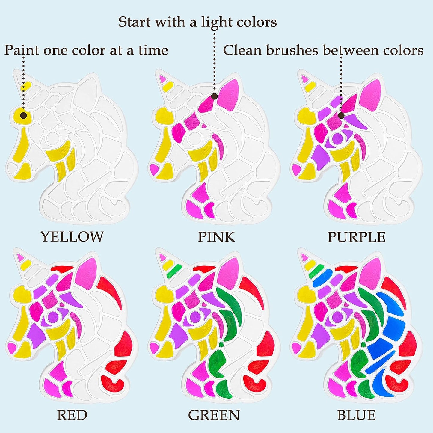 TOYLI Unicorn Painting Kit for Kids, Art Set, DIY Project, Stepping Stone Kit, Includes 2 Brushes and 6 Paints, Mess-Free Arts and Crafts