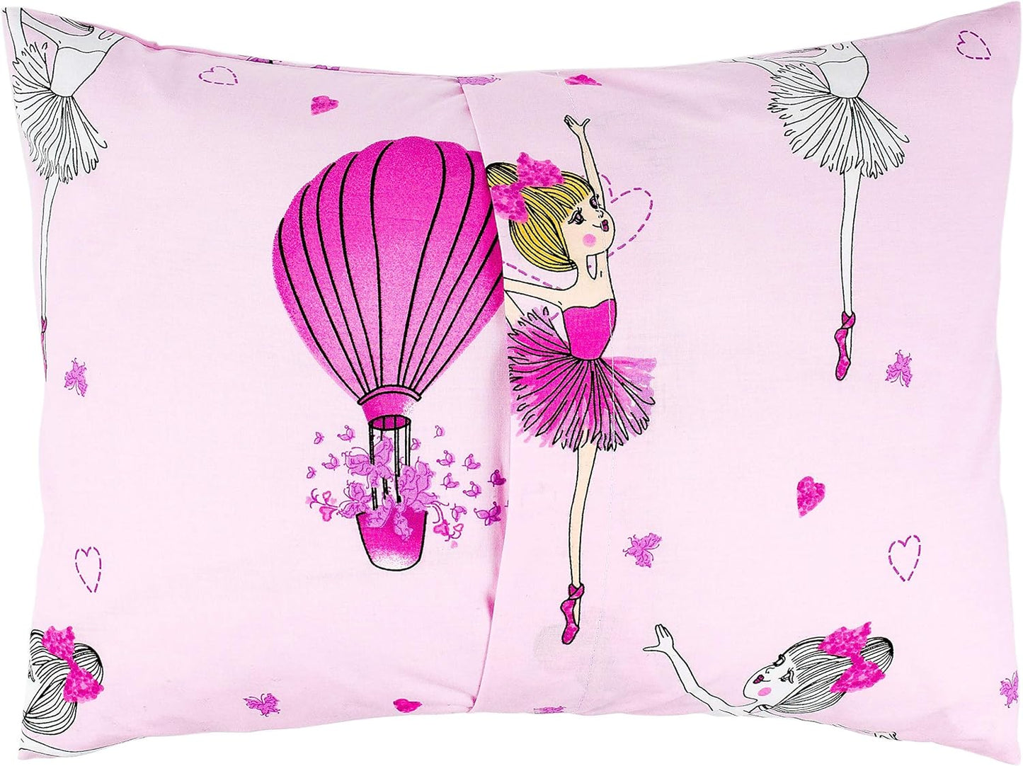 13x18 Toddler Pillowcase - Ballerina Toddler Pillow Case Cotton, Toddler Pillowcase for Girls, Girly Pillow Case for Travel Size Small - Pink Ballerina