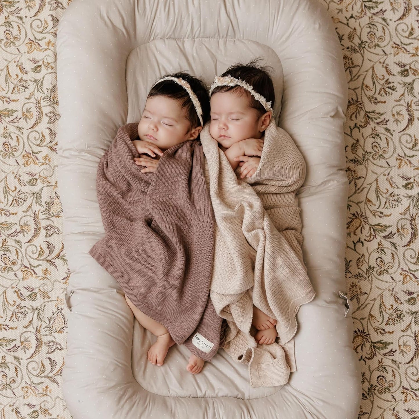 Organic Ribbed Swaddle Blanket for Boys & Girls - 100% Luxury Organic Soft Cotton Knit Warm Cozy Cuddle Stroller Crib Blanket for Newborns, Infants, & Toddlers (Oatmeal)