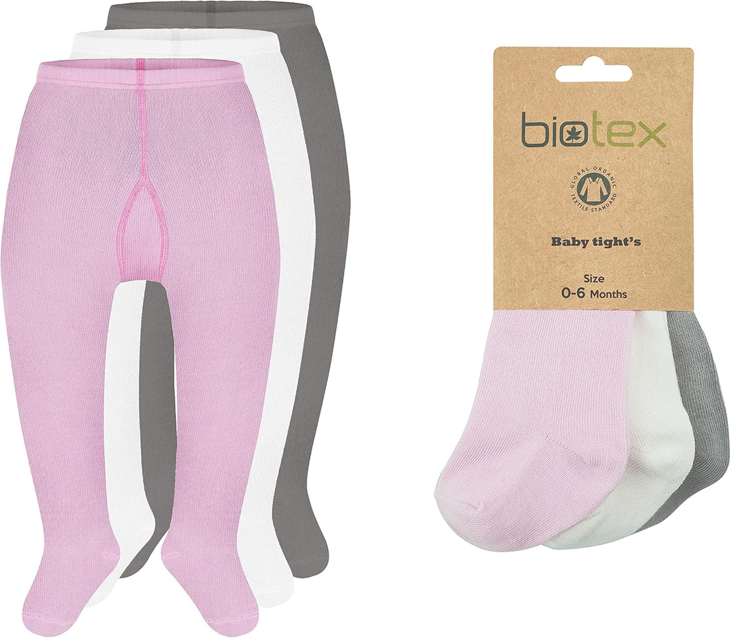 3 Pairs Organic Cotton Baby Girl and Boy Tights for Winter, Seamless Newborn Leggings, Toddler Stockings, 0-18 Months