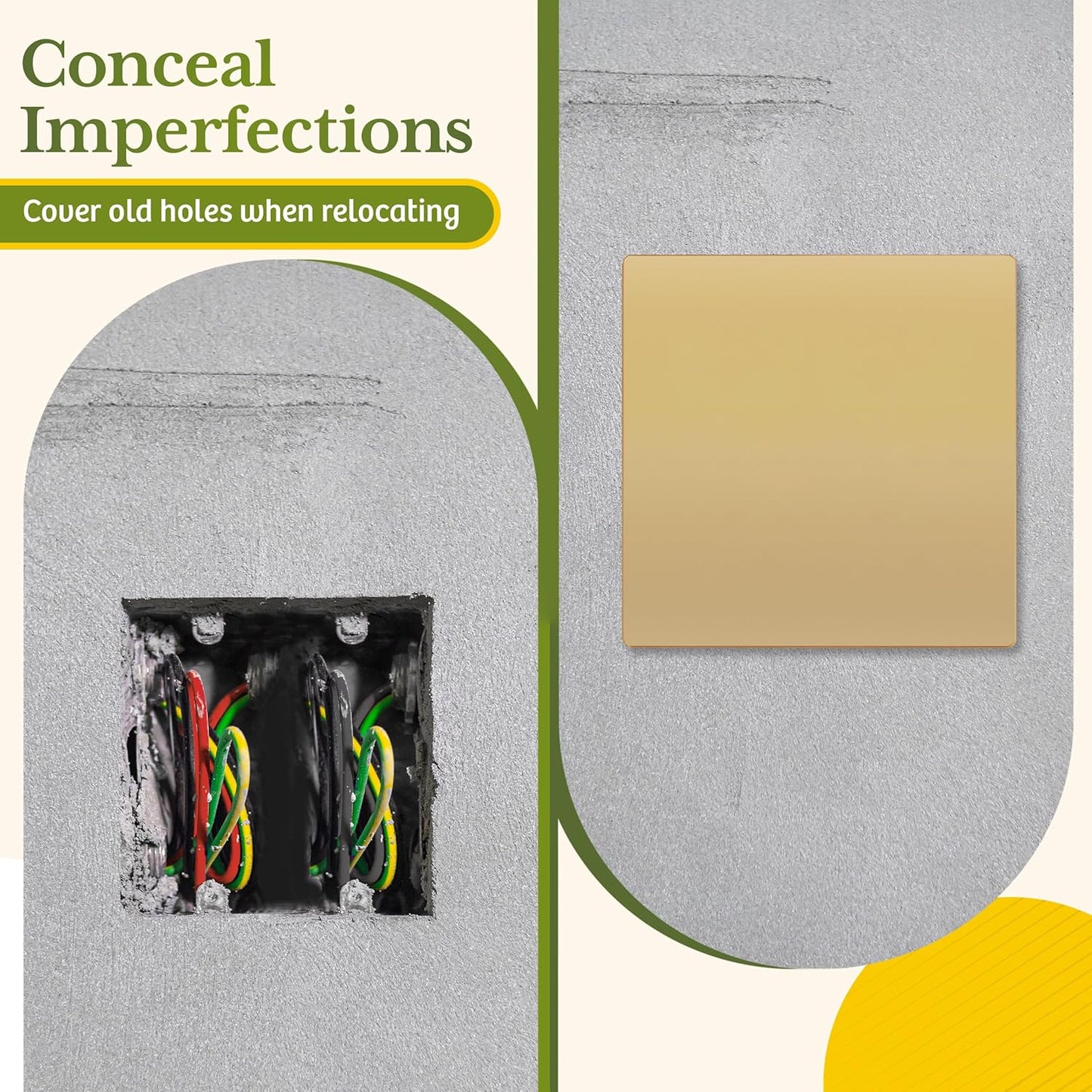 TG Screwless Double Blank Wall Plate, Child Safe Blank Device Outlet Cover, Mid-Size 2-Gang 4.88" H x 4.92" L, Polycarbonate Thermoplastic, UL Listed, SP-MB2-GD, Gold (1 Pack)