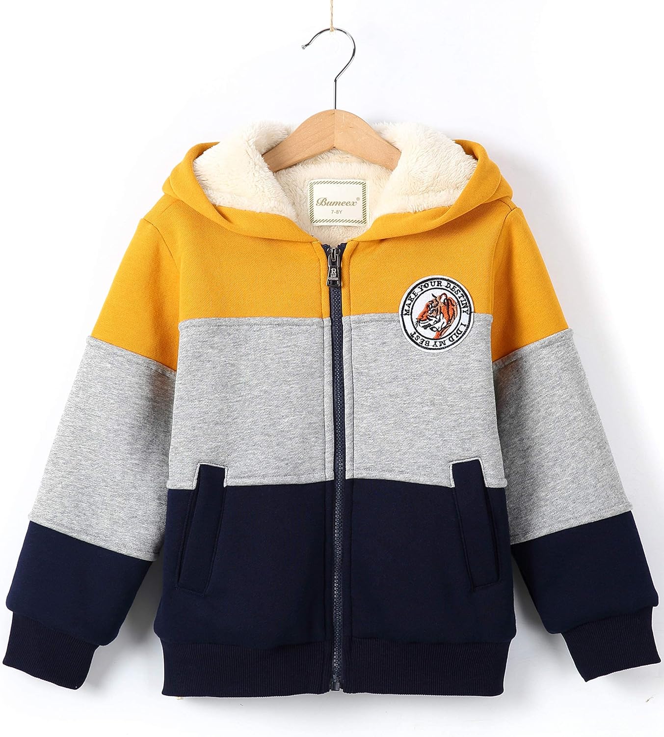 Bumeex Kids Boy's Girl's Sherpa Fleece Lined Jacket Spring Fall Winter Zip up Sweatshirt Hoodie 2-14Y(Toddler/Kid)