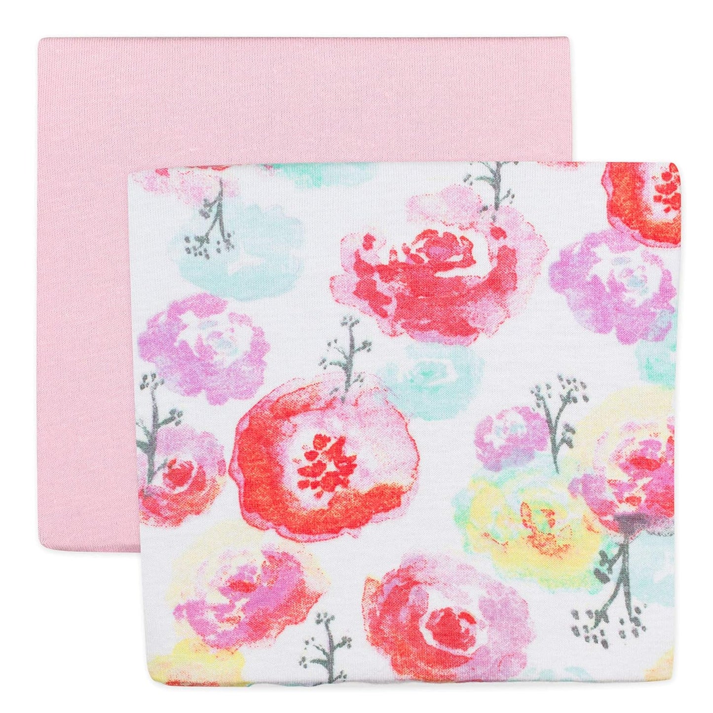 HonestBaby Organic Cotton Changing Pad Covers (Set of Two), Rose Blossom/Pink, One Size