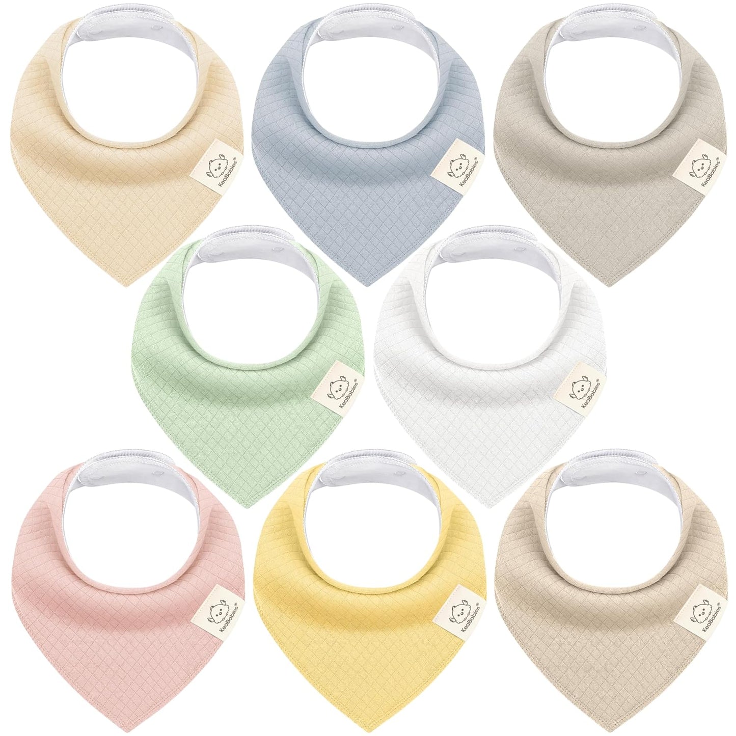 KeaBabies 8-Pack Bandana Bibs for Baby Girls, Boys - Organic Cotton Baby Bibs for Drooling & Teething Newborn, Toddler, Infant 0-36 months, Extra Soft, Absorbent Cloth with Snaps (Dawn)