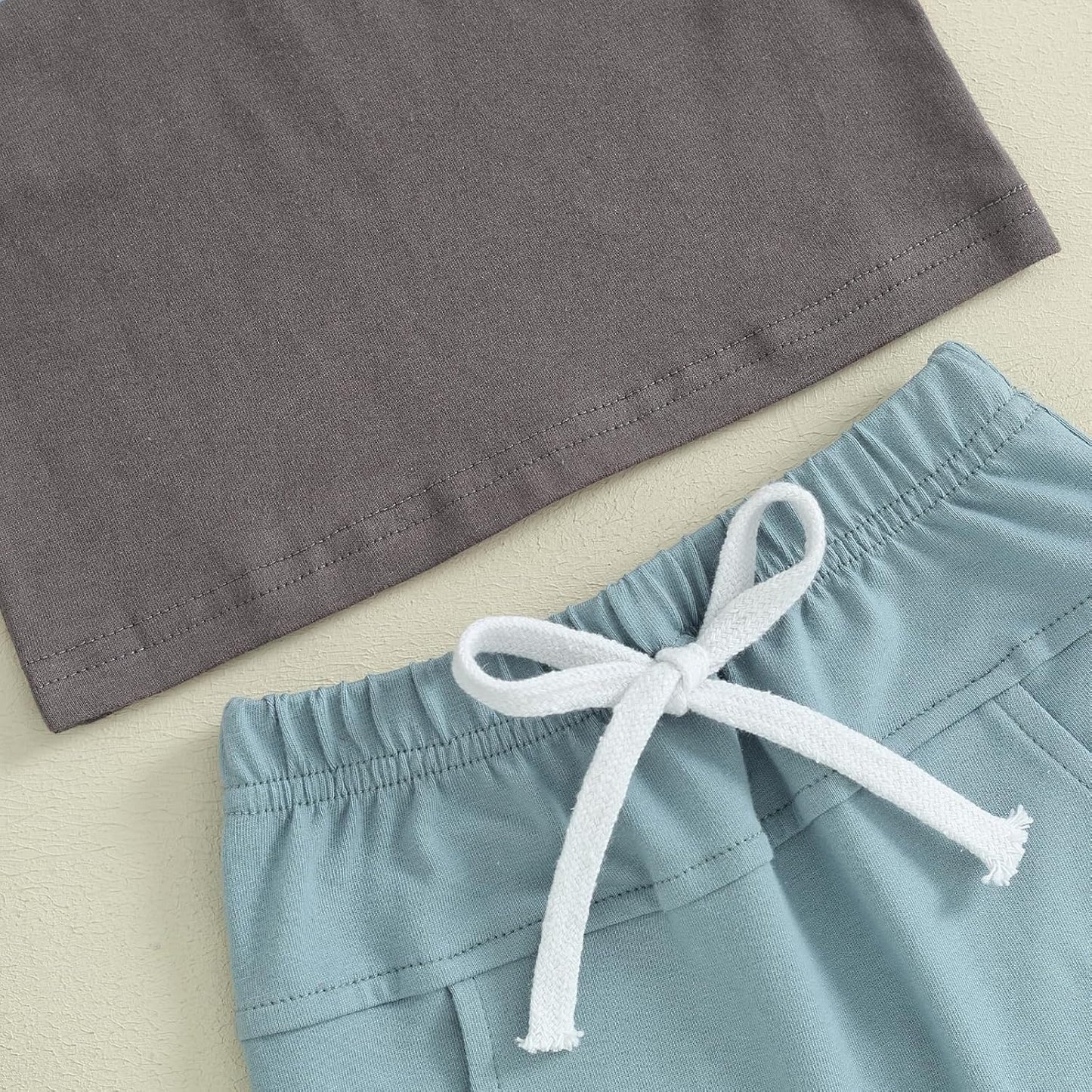 Toddler Baby Boy Summer Hooded Outfit Contrast Color Short Sleeve T Shirt Top Elastic Shorts Summer Clothes Set