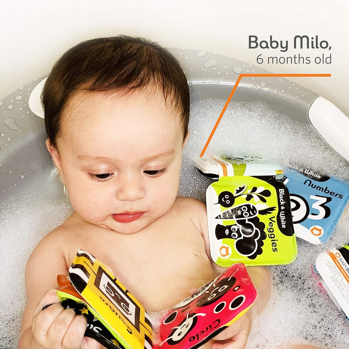 Floating Baby Bath Books – High Contrast Black and White Waterproof Bath Books for Babies 3+ Months