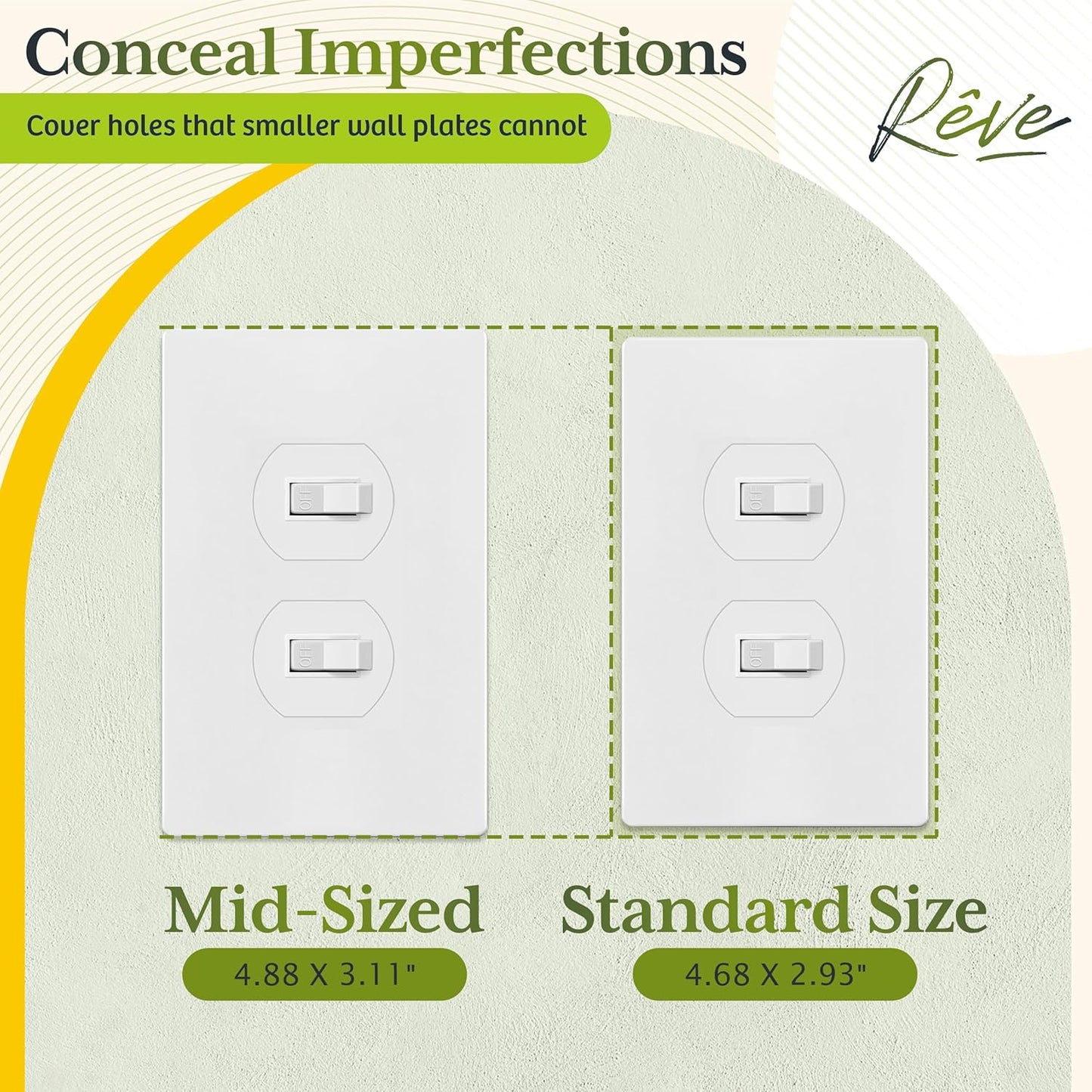 TG Mid-Size Screwless Duplex Wall Plate, Child Safe Receptacle Outlet Cover, Medium Size 1-Gang 4.88" H x 3.11" L, Polycarbonate Thermoplastic, UL Listed, SP-MS1-W, White (1 Pack)