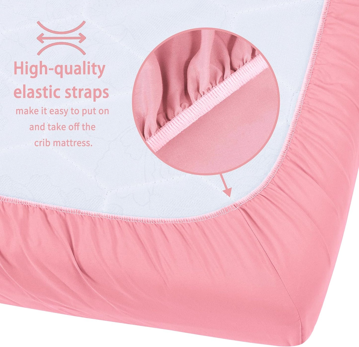 Baby Crib Sheets for Boys Girls, 2 Pack Fitted Crib Sheet for Standard Crib and Toddler Mattress, Soft Microfiber Baby Sheet 52x28x8in. (Love & Pink)