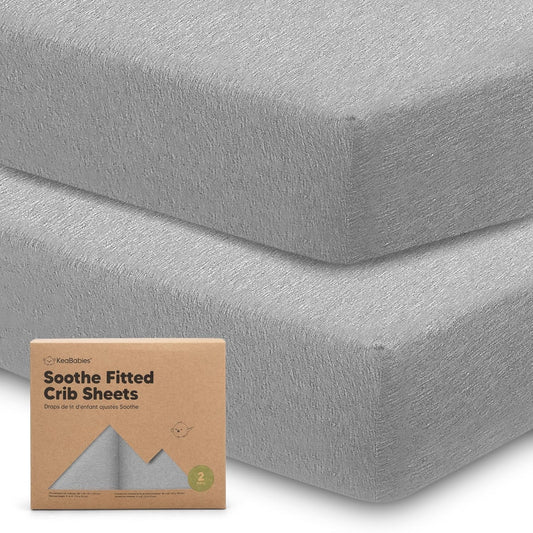 KeaBabies 2-Pack Organic Crib Sheets for Boys, Girls - 52x28 Fitted Crib Mattress Sheet Neutral, Breathable Jersey Cotton Cover for Baby Bed, Toddler Mattress, Soft & Cute Prints (Storm)