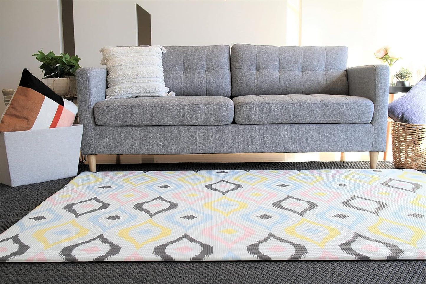 Cushmat Stylish Reversible Foam Play Mat (Large, Luxe Play - Charcoal Star) - Soft, Waterproof, Durable Play mat for Infants, Babies, Toddler, Kids & Grownup - 6.5ft x 4.5ft