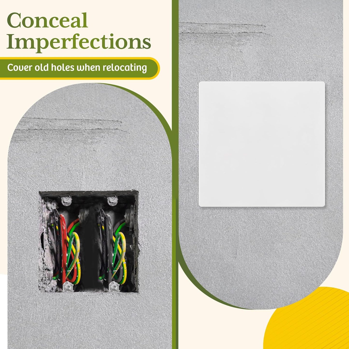 TG Screwless Double Blank Wall Plate, Child Safe Blank Device Outlet Cover, Mid-Size 2-Gang 4.88" H x 4.92" L, Polycarbonate Thermoplastic, UL Listed, SP-MB2-W, White (1 Pack)