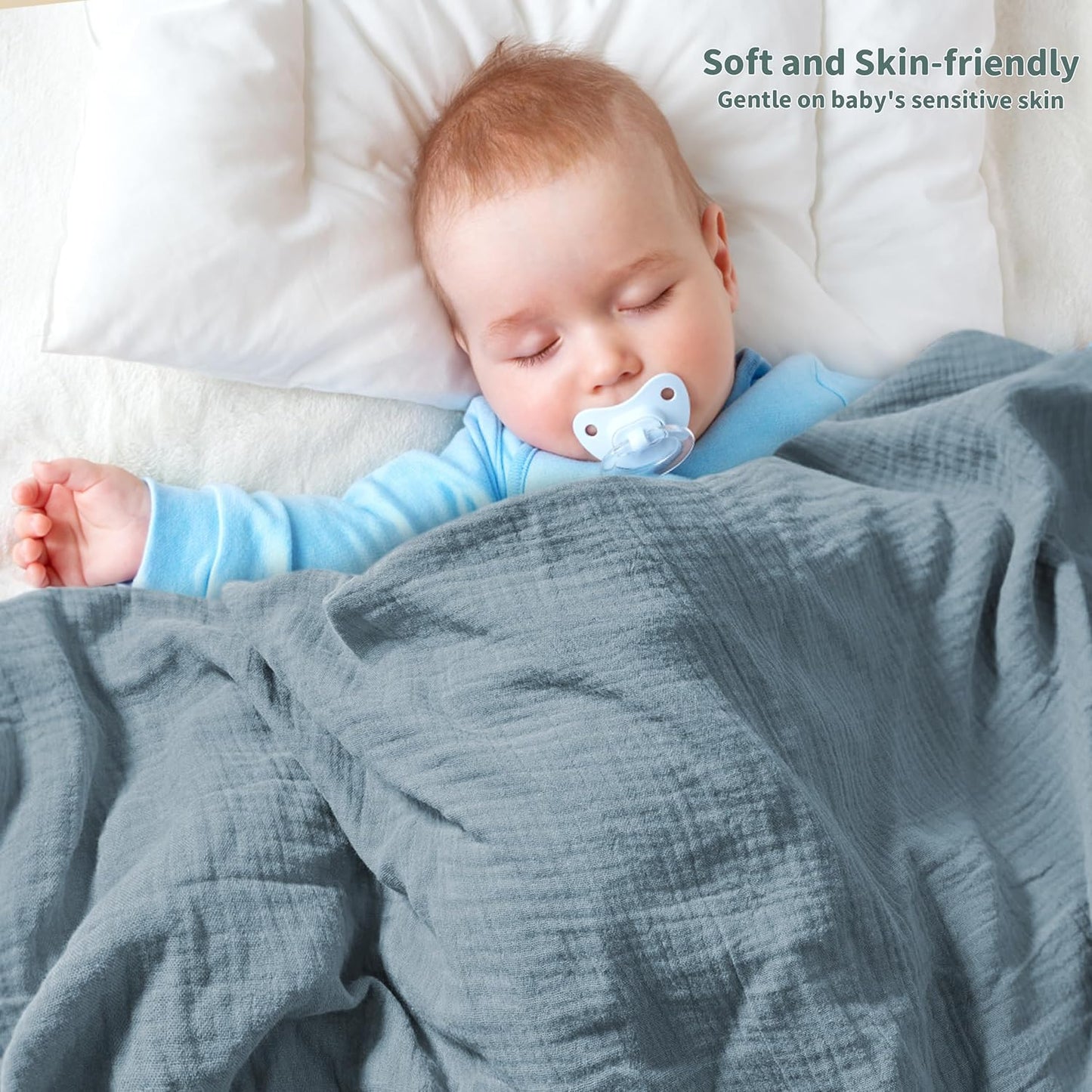 Muslin Swaddle Blankets for Newborn, 2 Pack Breathable Soft Receiving Blanket, Large 41 x 41 inches Swaddle Wrap Burping Clothes, Essentials Infant Shower Items. (Beige & Light Gray)