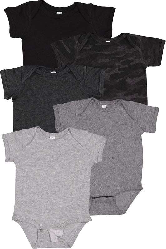 RABBIT SKINS Baby 5-Pack Soft Short Sleeve Bodysuit (4424K)