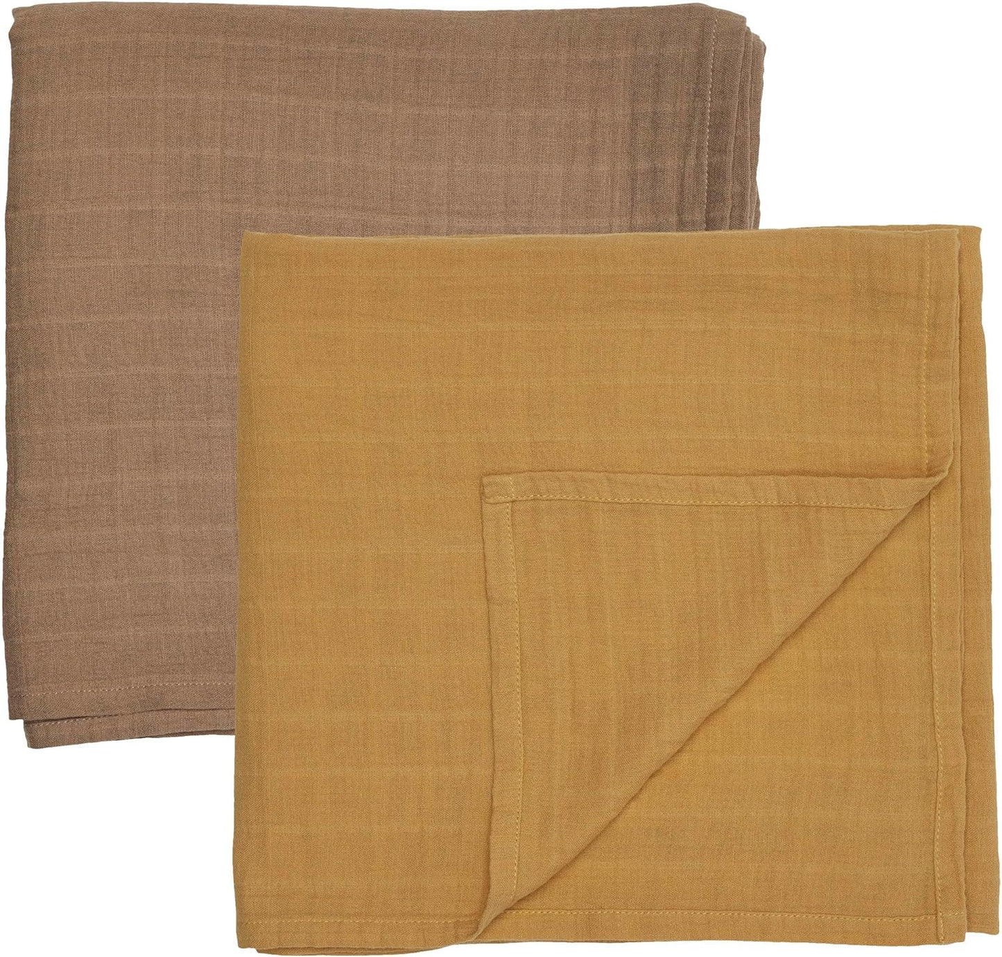 Swaddle - 100% Organic Cotton - Muslin Swaddle Blankets for Newborn, 47" x 47" 2-Pack (Autumn Yellow/Natural)