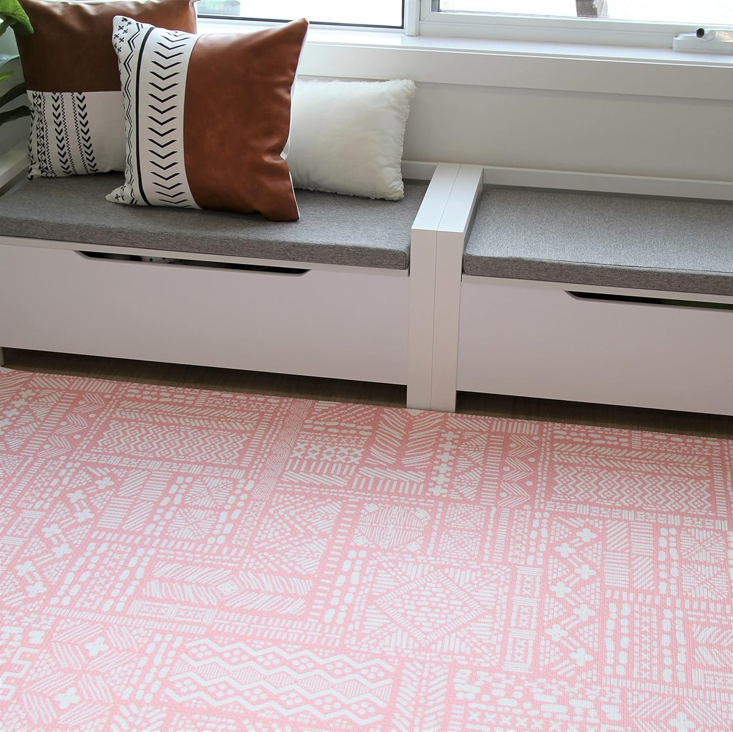 Cushmat Stylish Reversible Foam Play Mat (Large, Explorer - Ash Rose) - Soft, Waterproof, Durable Play mat for Infants, Babies, Toddler, Kids & Grownup - 6.5ft x 4.5ft