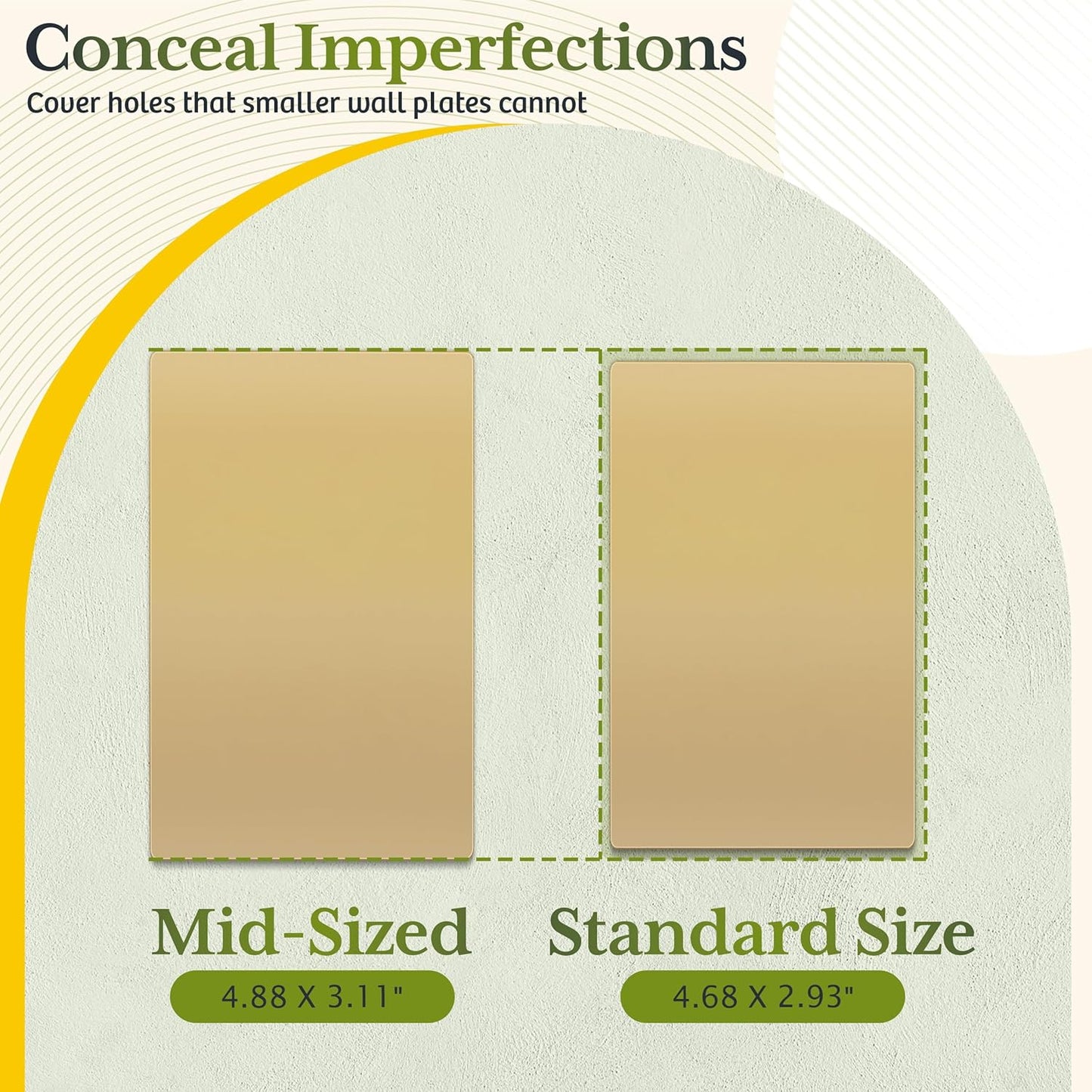 TG Mid-Size Screwless Blank Wall Plate, Child Safe Blank Device Outlet Cover, Medium Size 1-Gang 4.88" H x 3.11" L, Polycarbonate Thermoplastic, UL Listed, SP-MB1-GD, Gold (1 Pack)