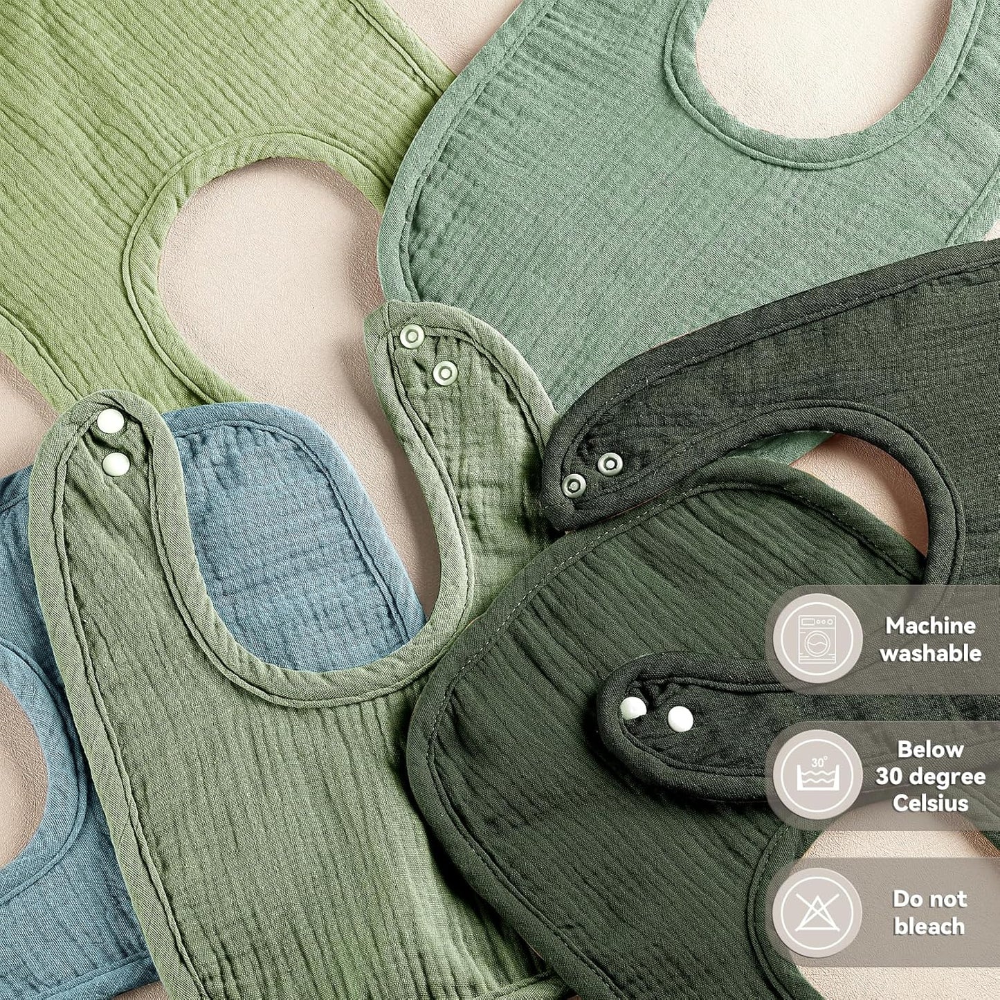 Muslin Baby Bibs for Unisex Boys Girls, Cotton Drool Bibs, Adjustable Newborn Bibs for Drooling and Teething