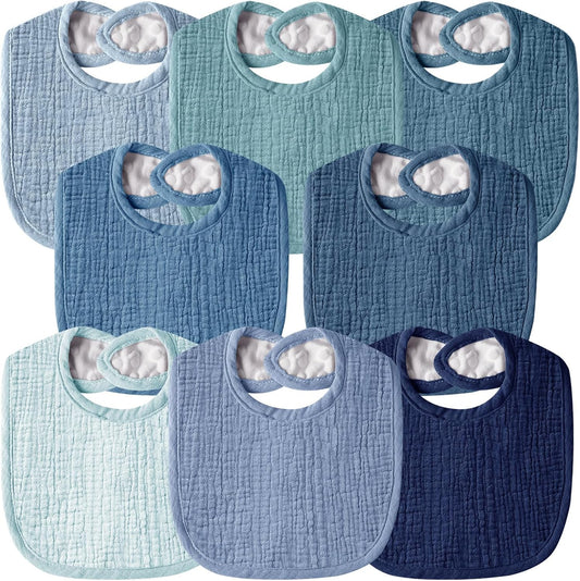 Muslin Baby Bibs for Unisex Boys Girls, Cotton Drool Bibs, Adjustable Newborn Bibs for Drooling and Teething