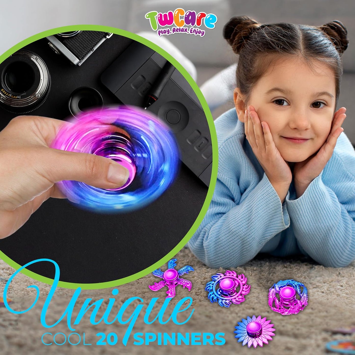 20 Pack High Speed Hand Fidget Spinners for Anxiety ADHD Kids Adults Boys Girls, Sensory Fingertip Pack, Stress Relief Fidgets Toy, Party Favors Birthday Gifts Goodie Bag Stuffers Classroom Prizes