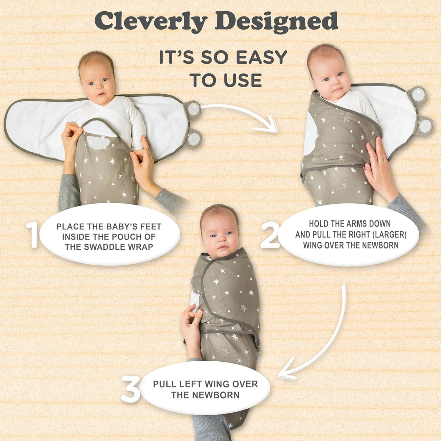 Bublo Baby Swaddles for Newborns – 3-Pack Infant Swaddles 0-3 Months – Adjustable Swaddle Sleep Sack – Soft Organic Cotton Baby Wrap for Safe & Cozy Sleep (Galaxy)