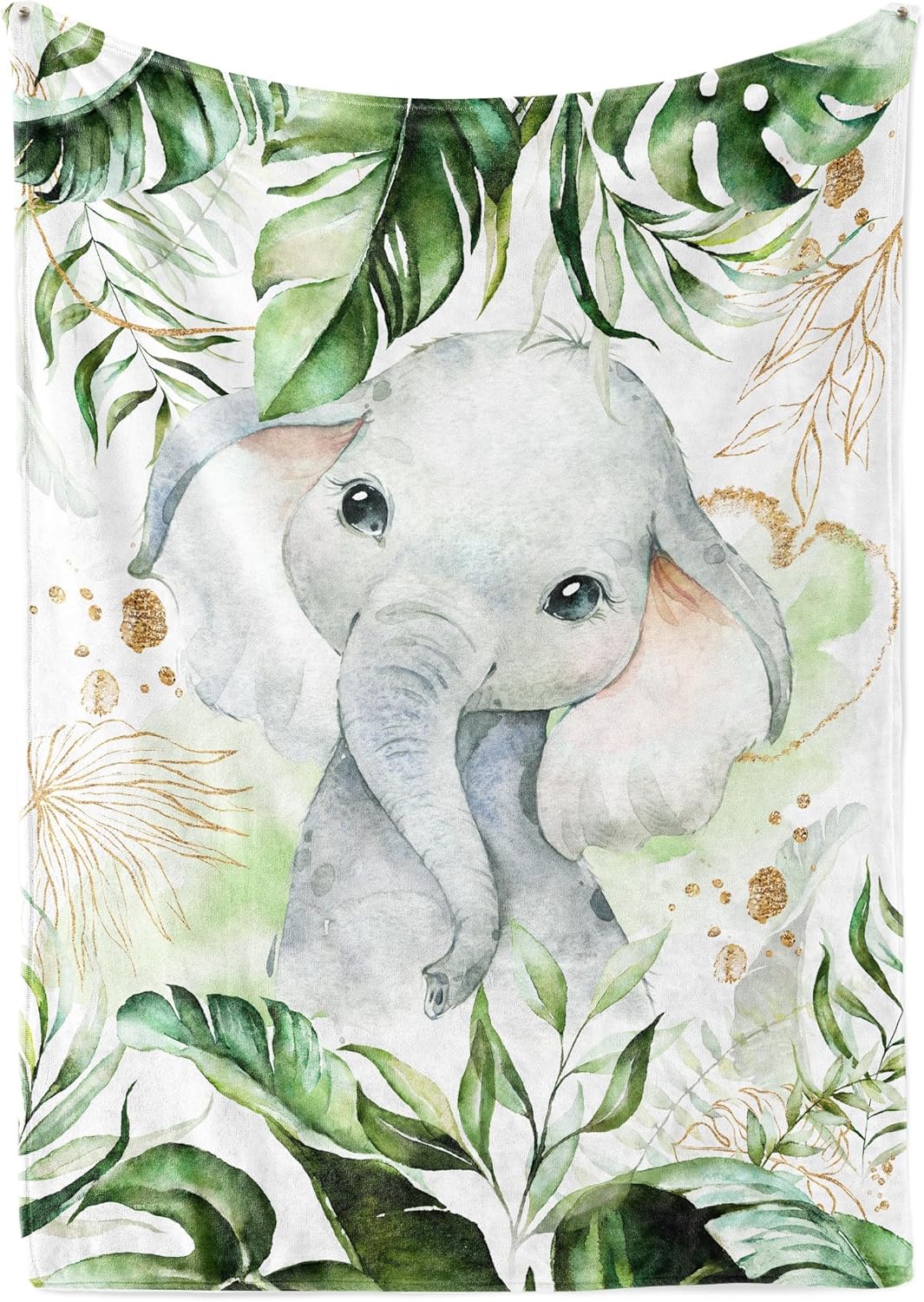 UNIQUE Safari Ultra Soft Fleece Baby Blanket 30x40in, Cute Elephant Baby Blanket, Gender Neutral
