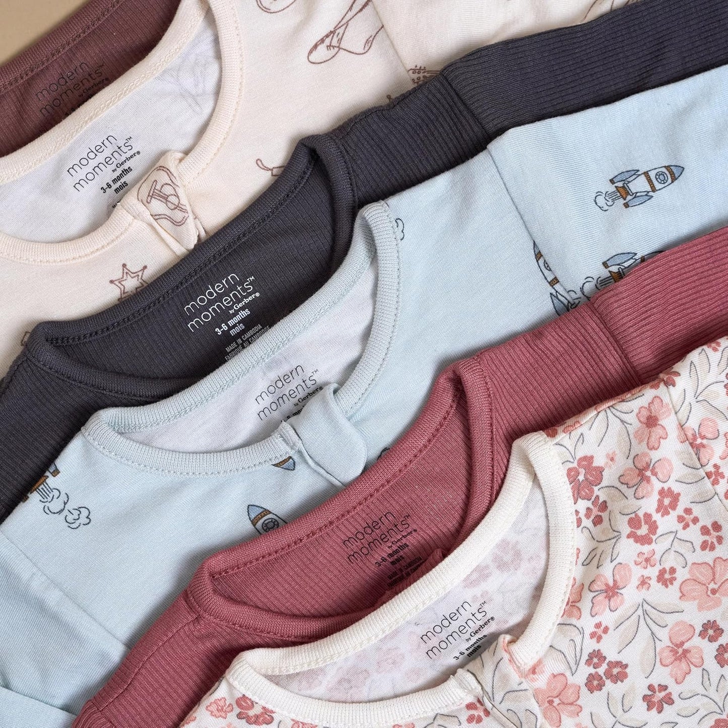 Modern Moments by Gerber Unisex Baby Viscose 2-Pack Footless Tight Fitting Pajamas