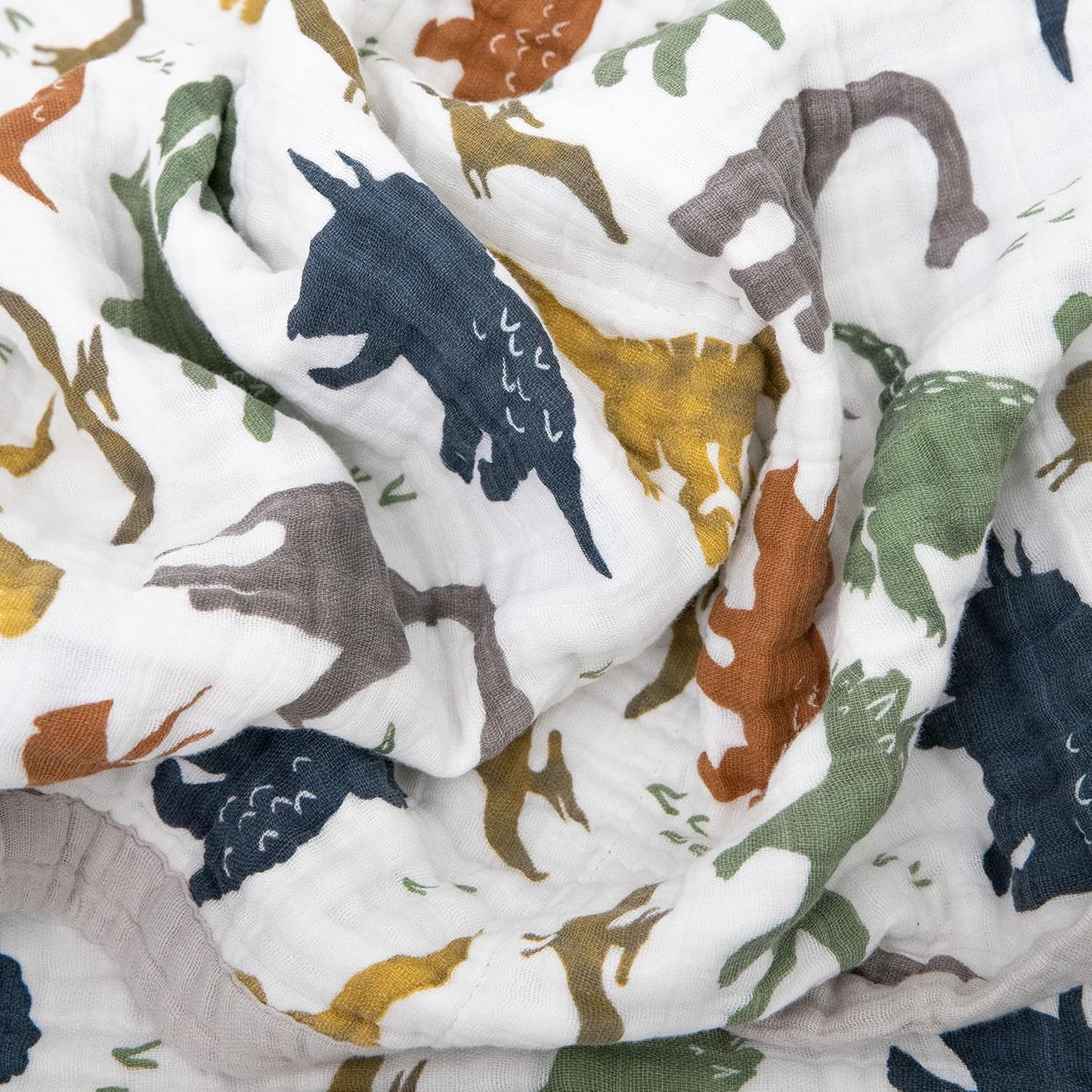 Little Unicorn Premium Quilted Throw | Super Soft, Multi-Layered Muslin XL Blanket| Great for Kids & Families (Dino Friends)
