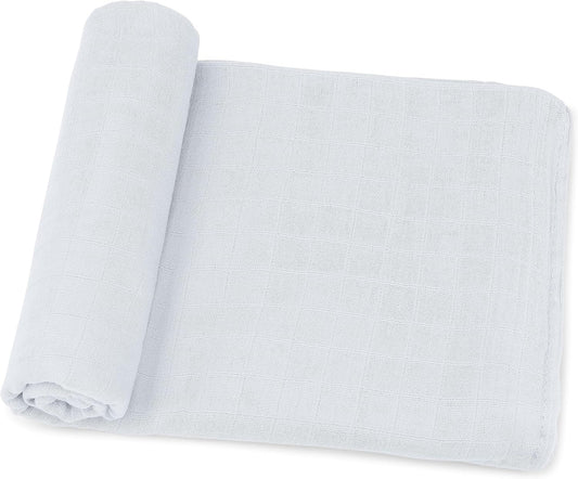 Comfy Cubs Muslin Swaddle Blankets Pack of 1 - 47 x 47 Inch Soft Cotton Baby Blanket Set, Large Multipurpose Wraps for Newborns - Self-Soothing Swaddles for Newborns - White