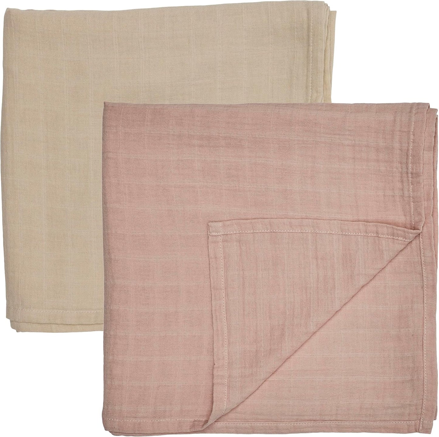 Swaddle - 100% Organic Cotton - Muslin Swaddle Blankets for Newborn, 47" x 47" 2-Pack (Fog/Blush)